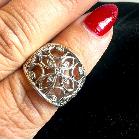 Diamond Ring Sterling Silver Setting sz 7.5